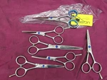 6PC Lot Jason Professional Hair Stylist Cutting Scissors Shears 440C JS-4.0 5.5 Used. Price: $100.00.