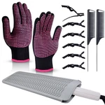 Morgles Heat Resistant Gloves, 2 Pcs Professional 11 Piece Set, Black Pink New. Price: $14.76.