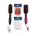 Expressions Cushion Oval Hair Brush Set 2PC 11IN Black/pink/orange +350 Bands New. Price: $20.00.