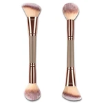 Jaasuee Double-ended Foundation Makeup Brush, Angled/round Top Champagne Gold New. Price: $7.65.
