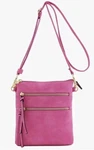 Isabelle Small Lightweight Shoulder Bag For Women Mini Multi Zipper Pocket Pink Used. Price: $26.98.