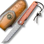 Damascus Tanto Edc Pocket Knife! Rosewood Handle! Ball Bearing Pivot System! New. Price: $58.98.