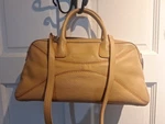Antonio Melani Tan Pebbled Leather Satchel Crossbody Shoulder Bag Pre-owned. Price: $34.99.